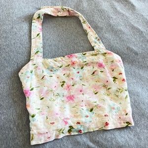 Abercrombie White Floral Halter Print Top Size XS